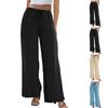 Dámské elastické kalhoty s vysokým pasem, ležérního střihu, se širokými nohavicemi, dlouhé kalhoty, kalhoty s kapsami