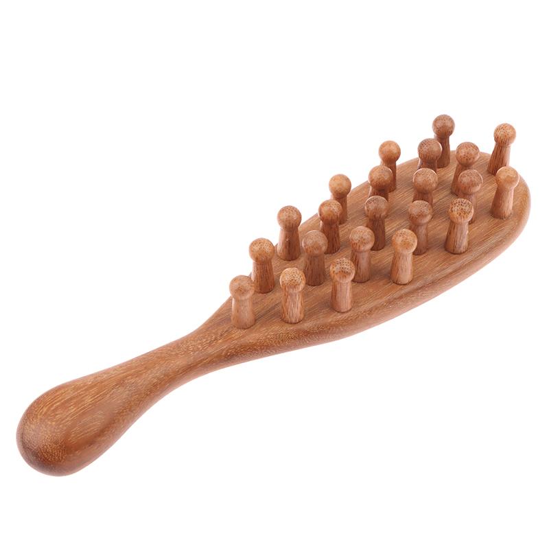 Sandalwood Hair Comb Scalp Relax Acupoint Massager Portable Wooden Handle Comb Anti-Static Styling Tool Guasha Board Health Care