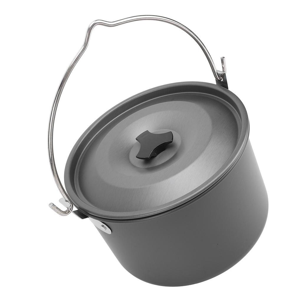 Camping Hanging Pot Large Capacity Aluminum Alloy Anti Stick Multifunctional Portable Heat Resistant Campfire Cooking Hanging Pot for Soup Water