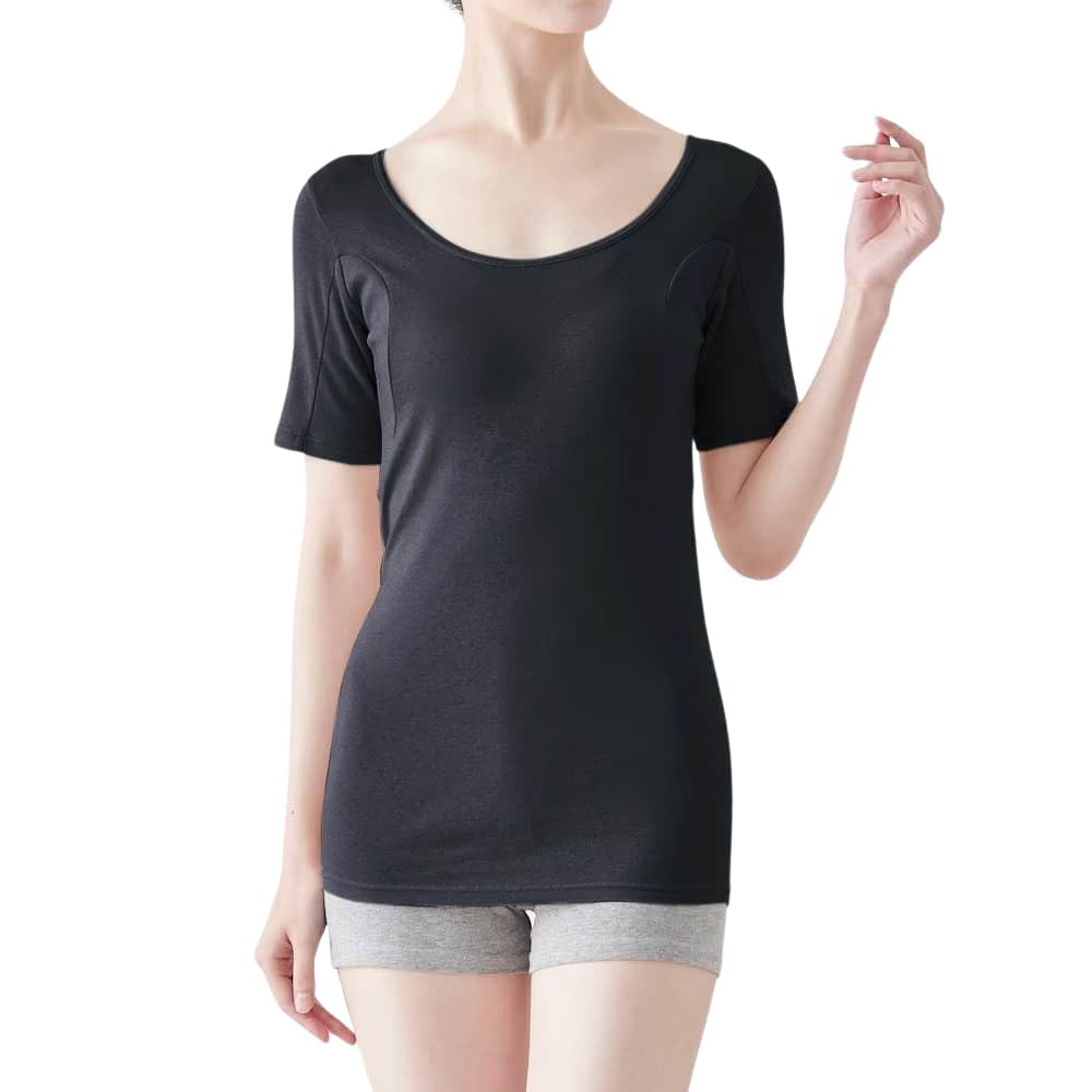 Belle Maison with Size M Women's Sweat-Absorbing Innerwear, Cotton, Three-Quarter Sleeve, Deodorizing, Extra-Large Sweat-Absorbing Pads, Saralyst,