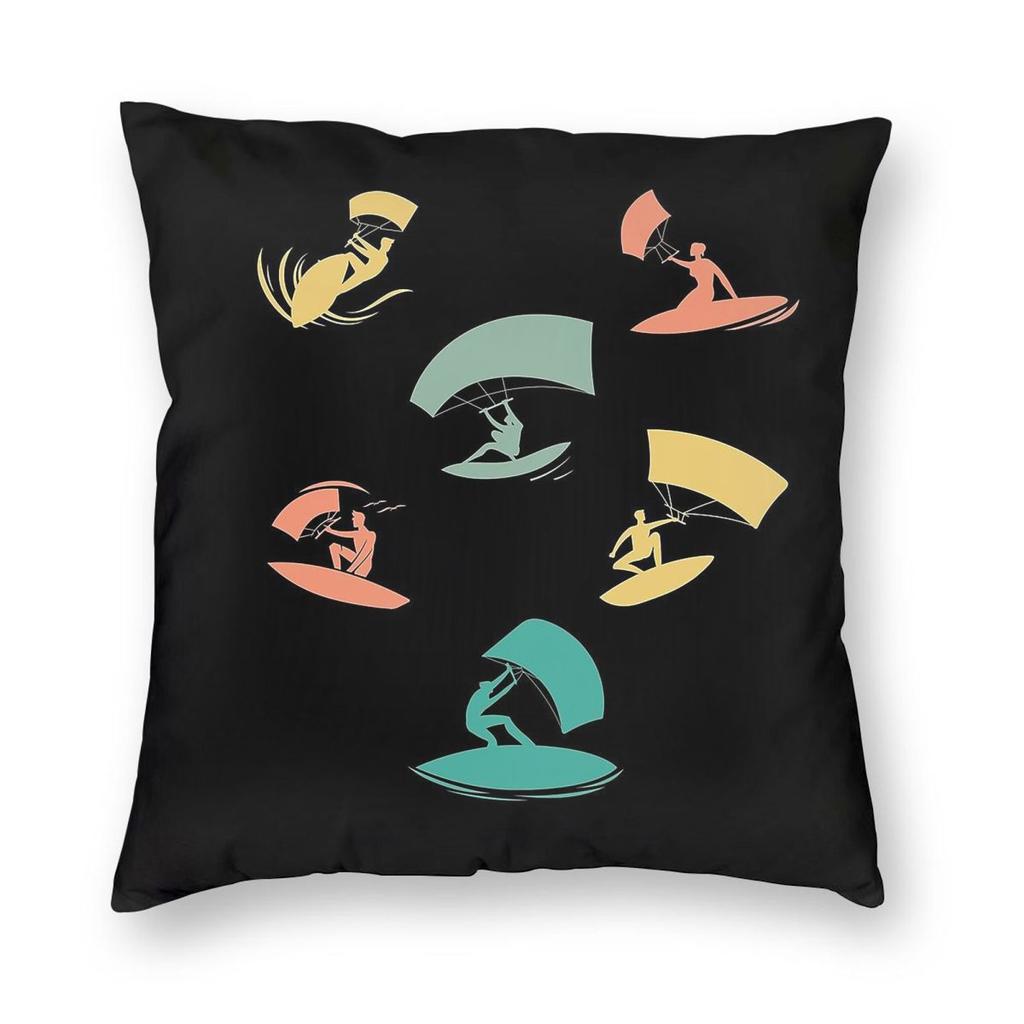 Kite Surf Kitesurfing Square Pillowcase Polyester Linen Velvet Printed Zip Decorative Car Cushion Case