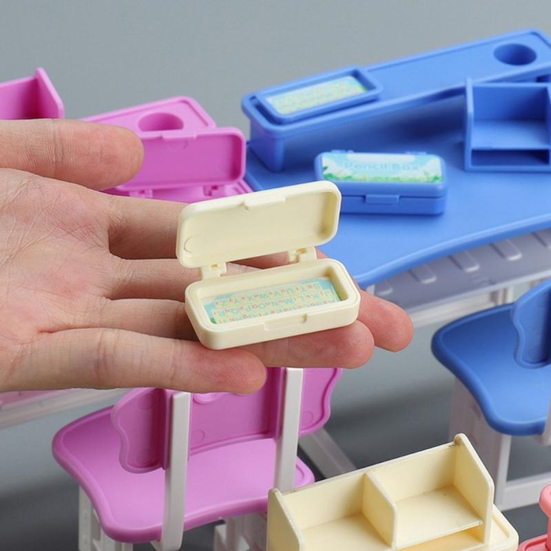 Study Desk Chair Miniature Furniture Model For Kids Early Education Furniture 1/12 Doll House Scene Setting Accessories