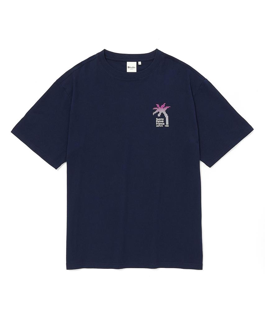 KULTE Pixel Palm Tree T-Shirt Navy