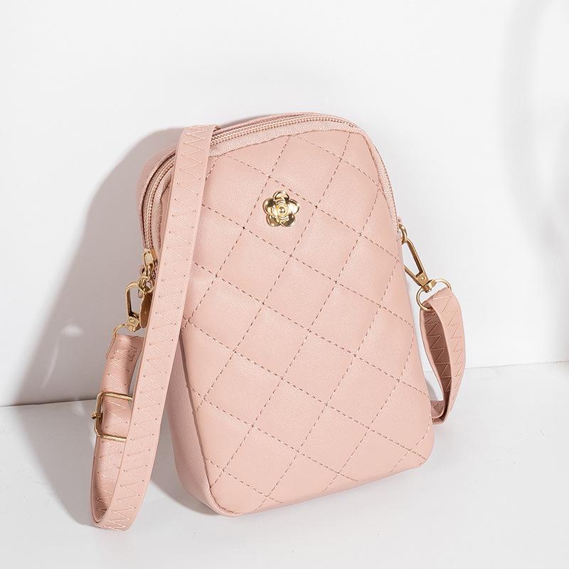 Trendy Embroidered Diamond Pattern Crossbody Phone Bag - 2022 Women's Style