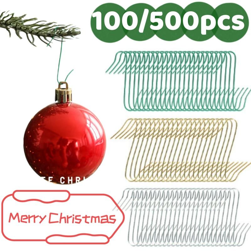 500/100PCS Christmas Tree Hook Ornaments 4cm Metal Hanger S-Shaped Hooks Xmas Ball Pendant Decoration for home Navidad New Year