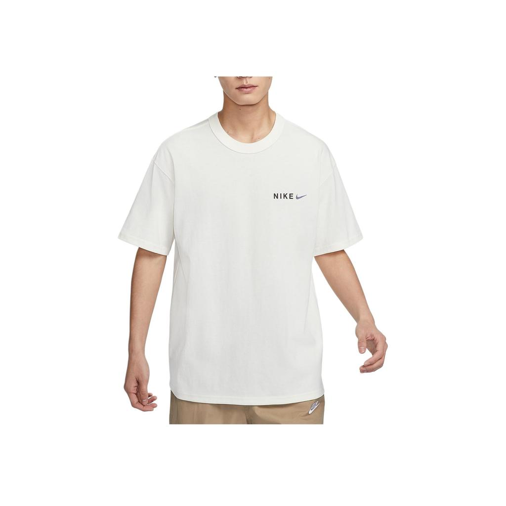 Nike Solid Color Logo Print Round Neck Short Sleeve Drop Shoulder T-Shirt Men Tops White HF6172-133