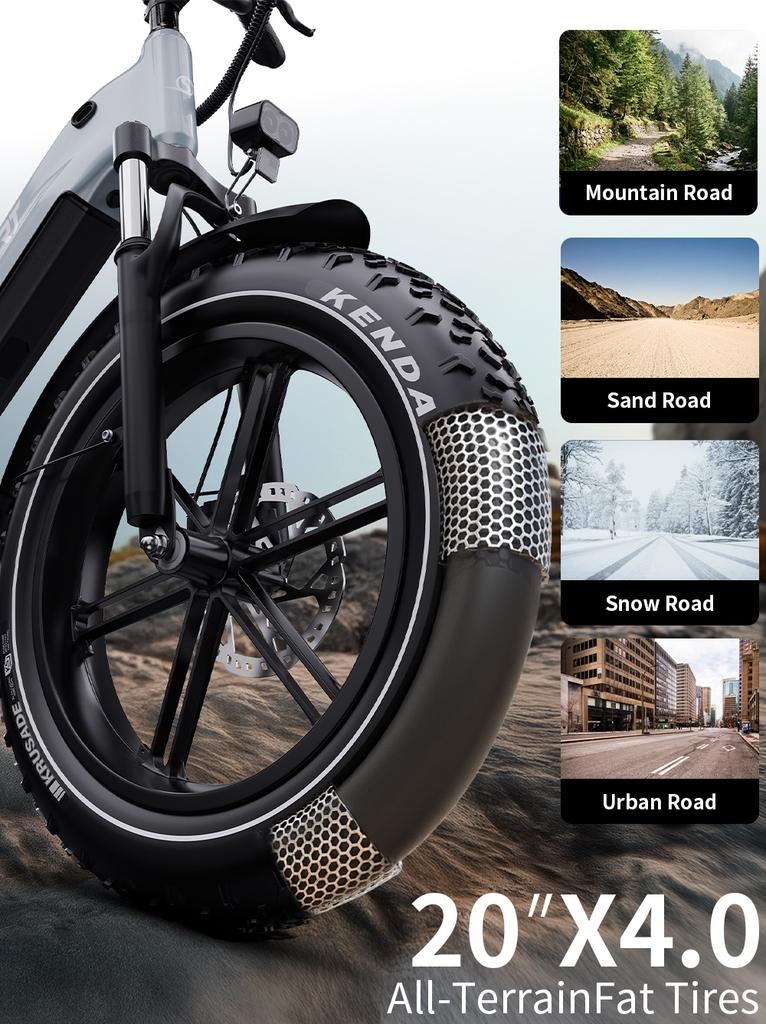 ONESPORT OT08 Elektrické kolo 500W Motor 48V 18Ah Baterie 20palcové Tlusté Pneumatiky E-Bike s Hydraulickou Kotoučovou Brzdou pro Všechny Terény