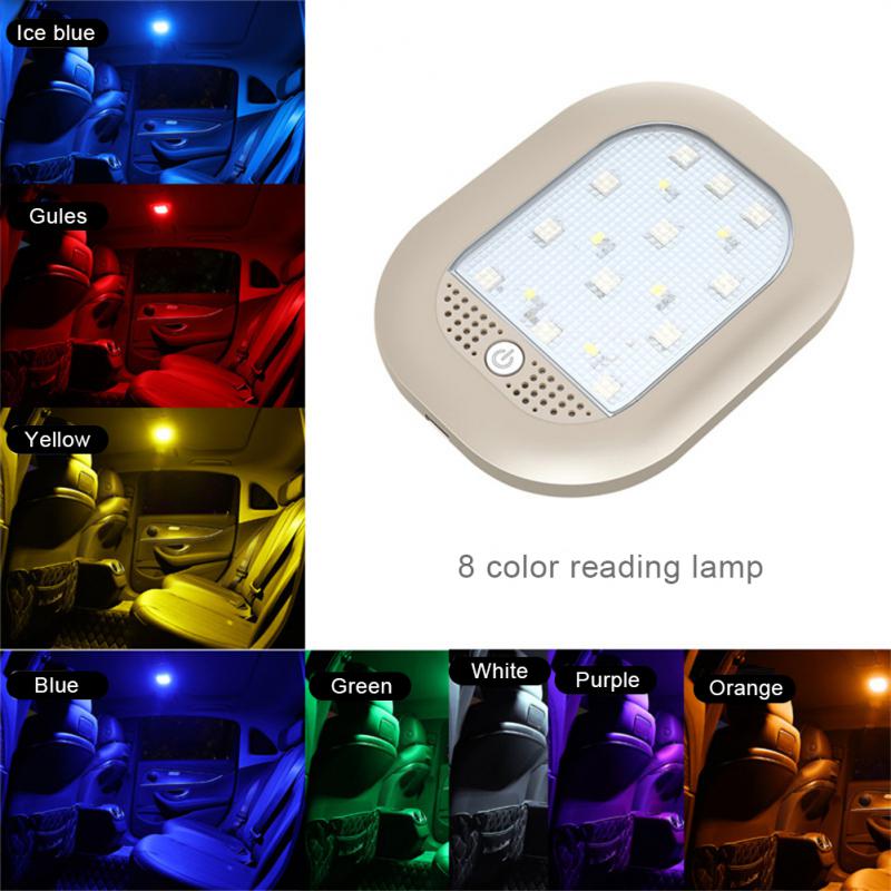 Color Car Led Lights 18 LEDs Night Light Touch Type Ceiling Magnet Interior Reading Light Dome USB Charge For Car Home Outdoor