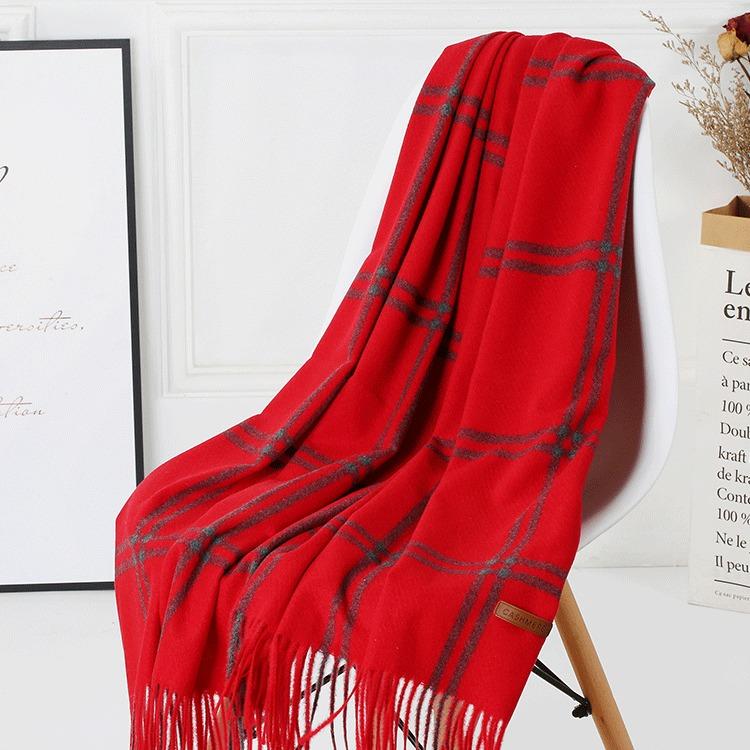 Warm Wool Scarf for Women Winter Plaid Design Soft Wear Open Scarves Female High Quality