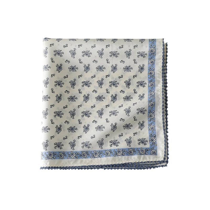 Jacquard French retro blue 16 mmi silk small square scarf silk scarf gentle wind commuter accessories multi-purpose headscarf