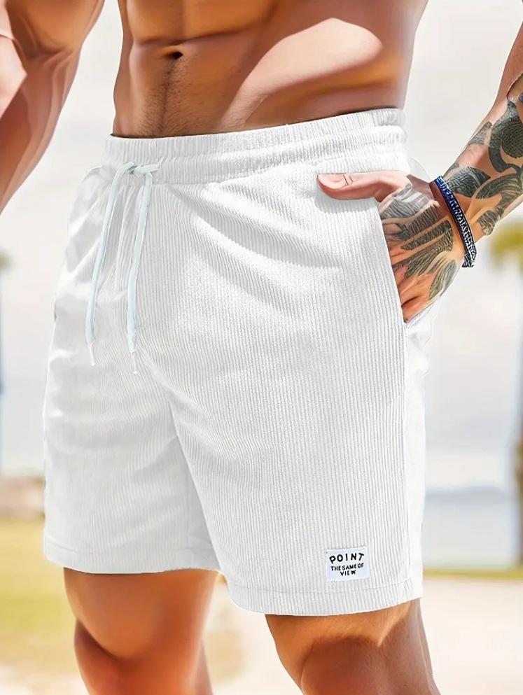 Pantaloncini Sportivi da Uomo in Velluto a Coste Monocolore con Lacci 2026