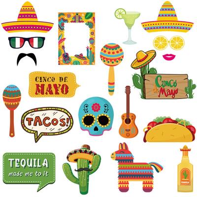 20Pcs Cactus Photo Booth Props Cinco De Mayo Mexican Party Mexican Photo Prop Taco Theme Party Fiesta Decoration Party Supply