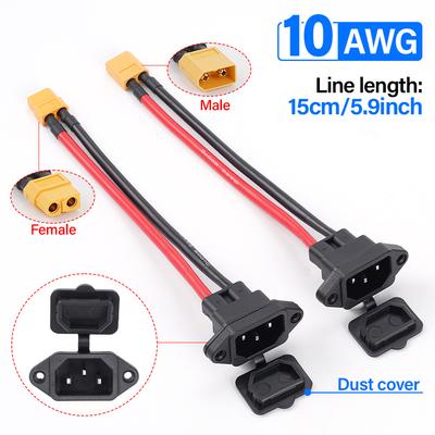 Para 15 cm XT60 3pin gniazdo zasilania męskie żeńskie XT60 10AWG złącze przewodu ładowania akumulatora samochodowego Nowy kabel do ładowania roweru elektrycznego Energy