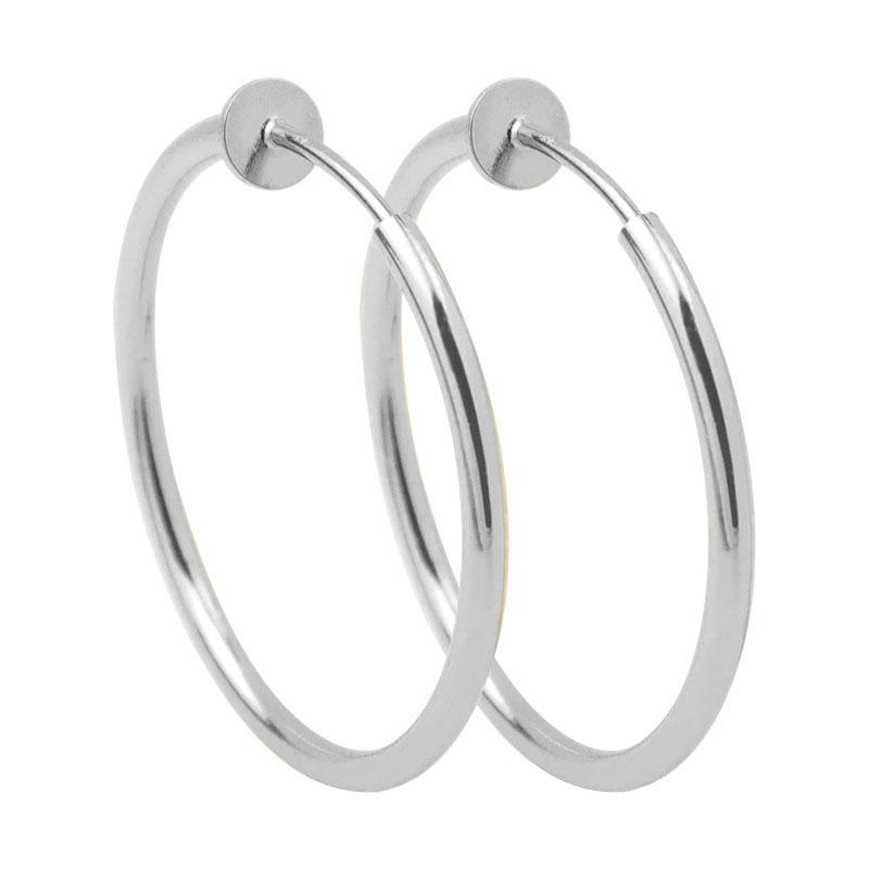 

2PC Punk Mens/Womens Stealth Clip On Earrings Without Ear Hole Ear Cuff Spring Clip Fake Ear Ring Hoop Personality Jewelry Gift 60mm срібний