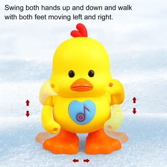 Electric Dancing Duck Toy with LED Light Music Toddlers Yellow Duck Walking Toy Boys Girls Tummy Time Interactive Crawling Animal Toy
