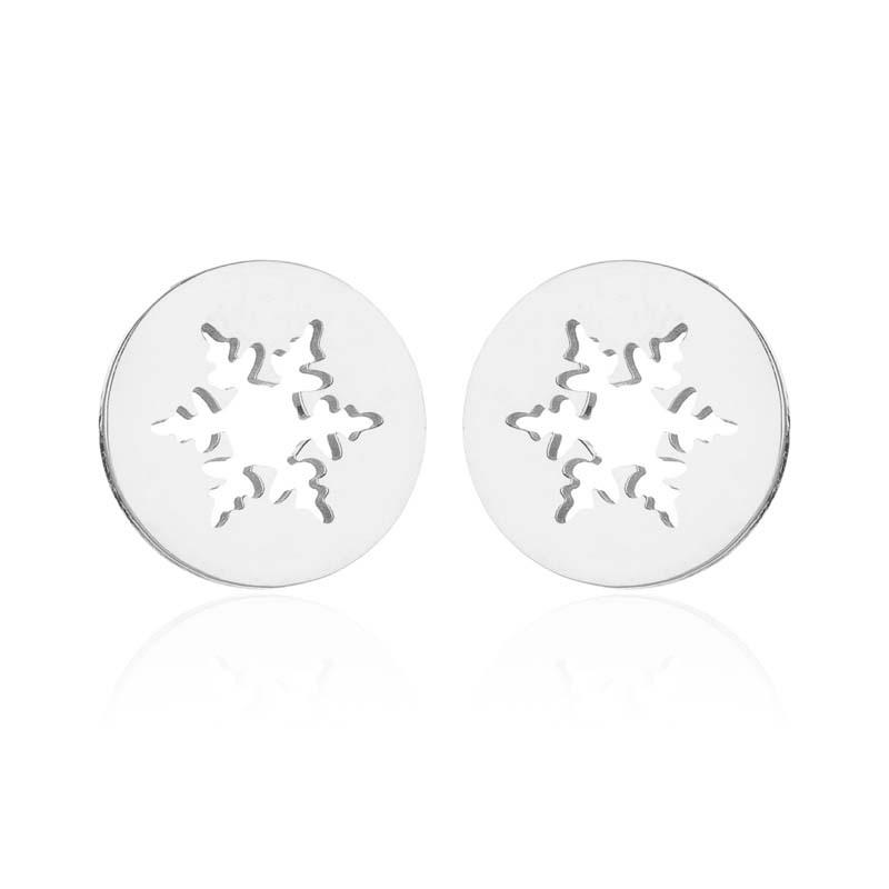 

Рождественские серьги-пусеты из нержавеющей стали в виде геометрической снежинки