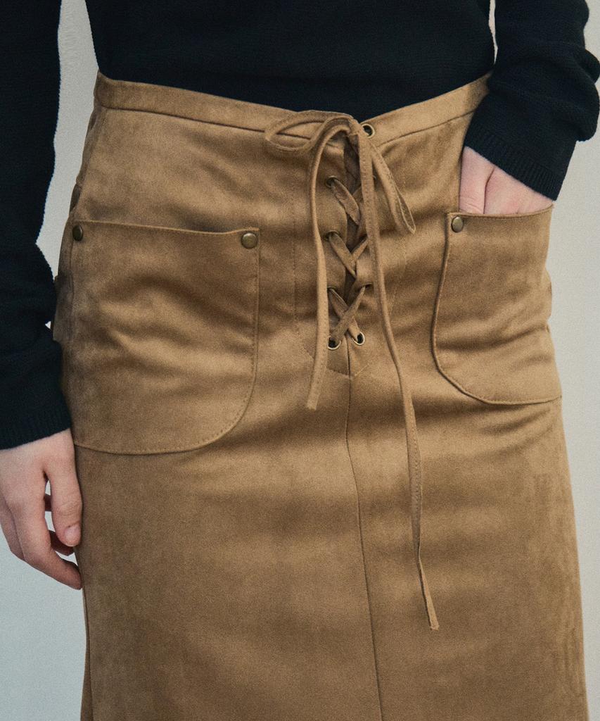 Aueonoseuteljia Eyelet Suede Mermaid Long Skirt_Taupe Beige(Oc25-Sk02)