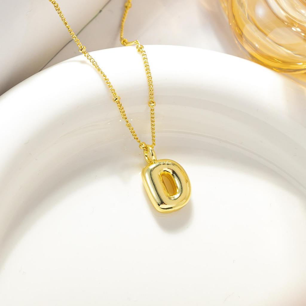 European & American Trendy 18K Gold Plated Cute Balloon Party Letter Necklace