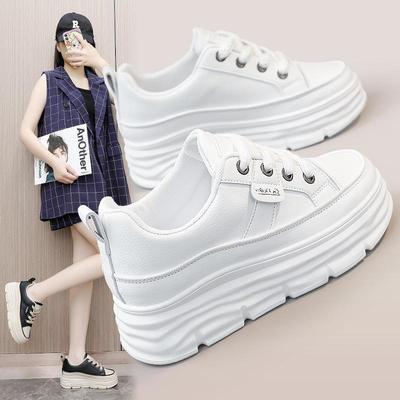 W3616 Trendy White Platform Board Shoes: 2023 Summer Casual Wear-Resistant Student Sneakers