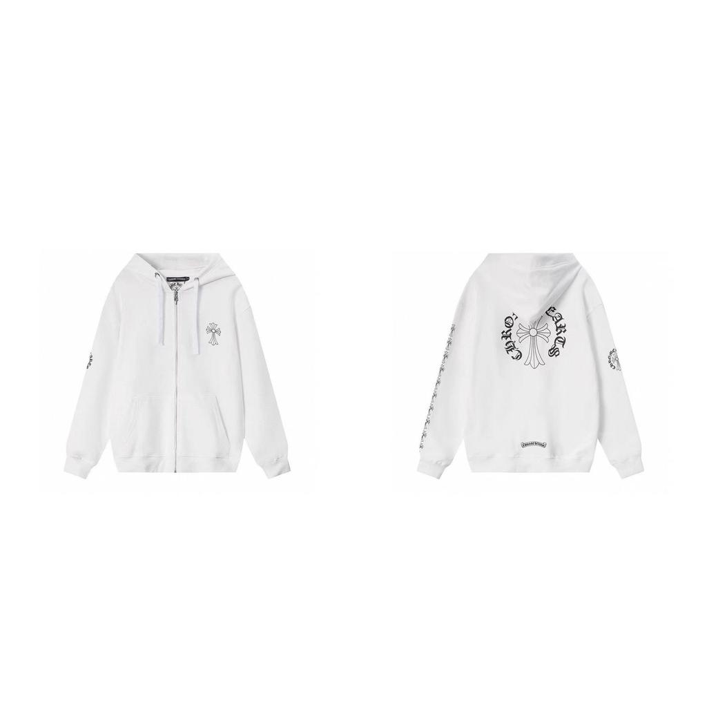 Trendy Chrome Hoof Sanskrit Cross Zipper Hoodie