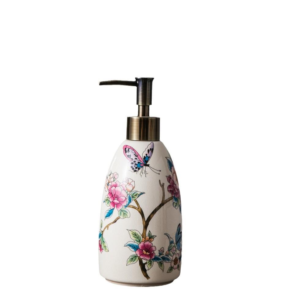 

300ML Vintage Ceramic Lotion Bottle Creative Flower Soap Dispenser Household Shampoo Shower Gel Makeup Remover Storage Bottle