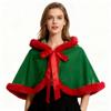 Thick Christmas Hooded Cloak Polyester Xmas Cape Soft Women Ponchos  Autumn Winter