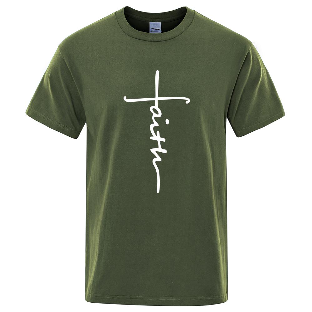 Pure Cotton Retro Faith Print Summer T-shirt For Men Women Fashion High Quality Short Sleeve Loose Sports Tshirt Breathable Top