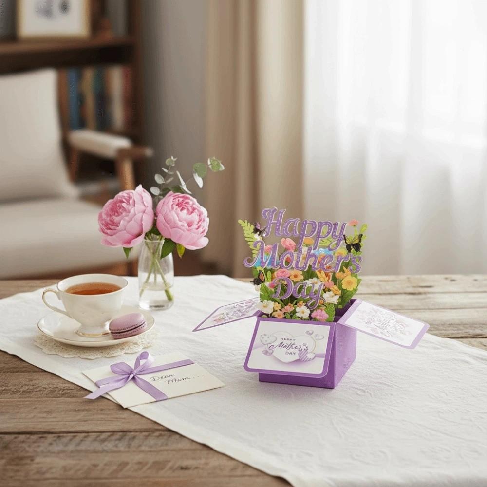Butterfly Mom Greeting Card Flower Flower Pop Up Card 3D Mother's Day Card Party Decoration