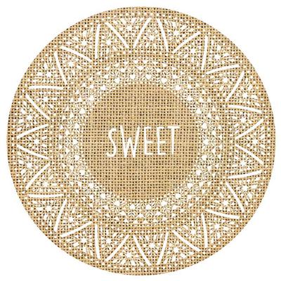 [Q4128] - Beige 'Boho' Burlap Placemat (Sweet) - 38.5 Cm