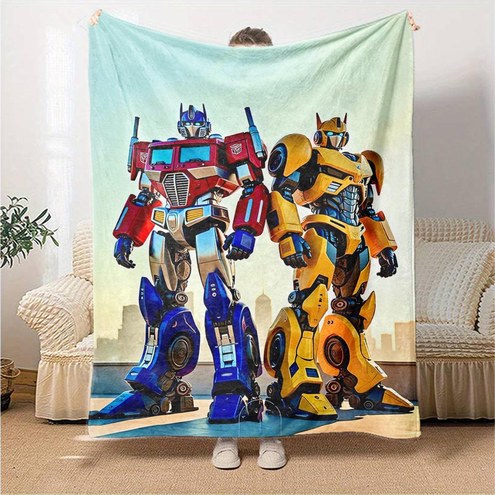Transformers Optimus Prime Bumblebee Flannel Blanket Super Soft Warm Cozy Blanket For Sofa Bed Office Travel Allseason Home Decor Gift