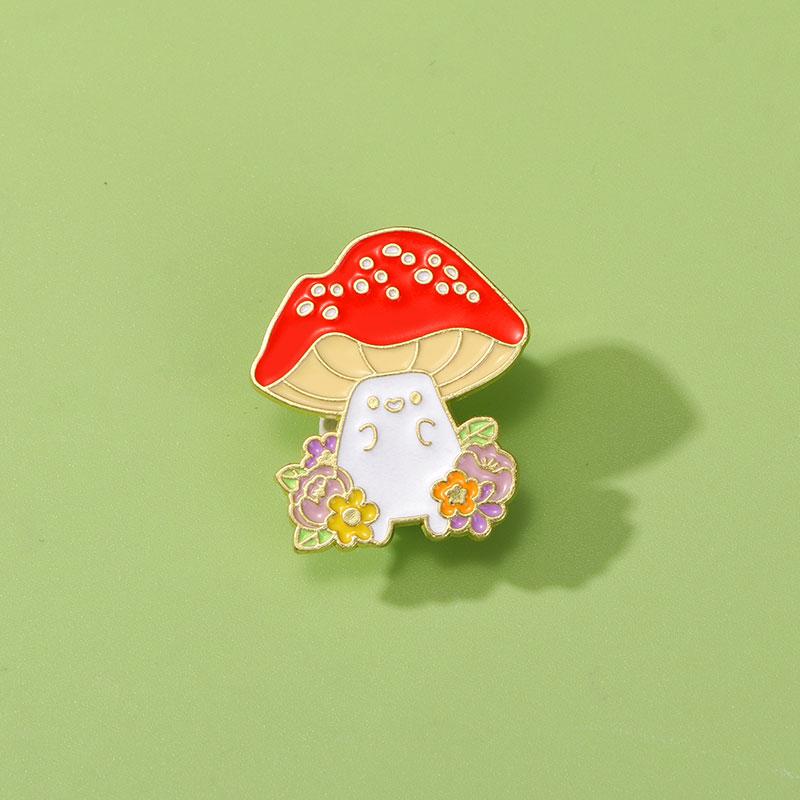 New Pretty Flower Mushroom Figure Enamel Brooches Cute Agaric Cat Collar Pins For Backpack Bag Hat Jewelry Free Shipping