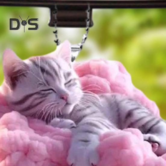 Cat Pendant Rearview Mirror Ornament 2D Cat Whimsical Charm Auto Interior Car Pendant for Indoor Outdoor Decor Gift for Loved Ones