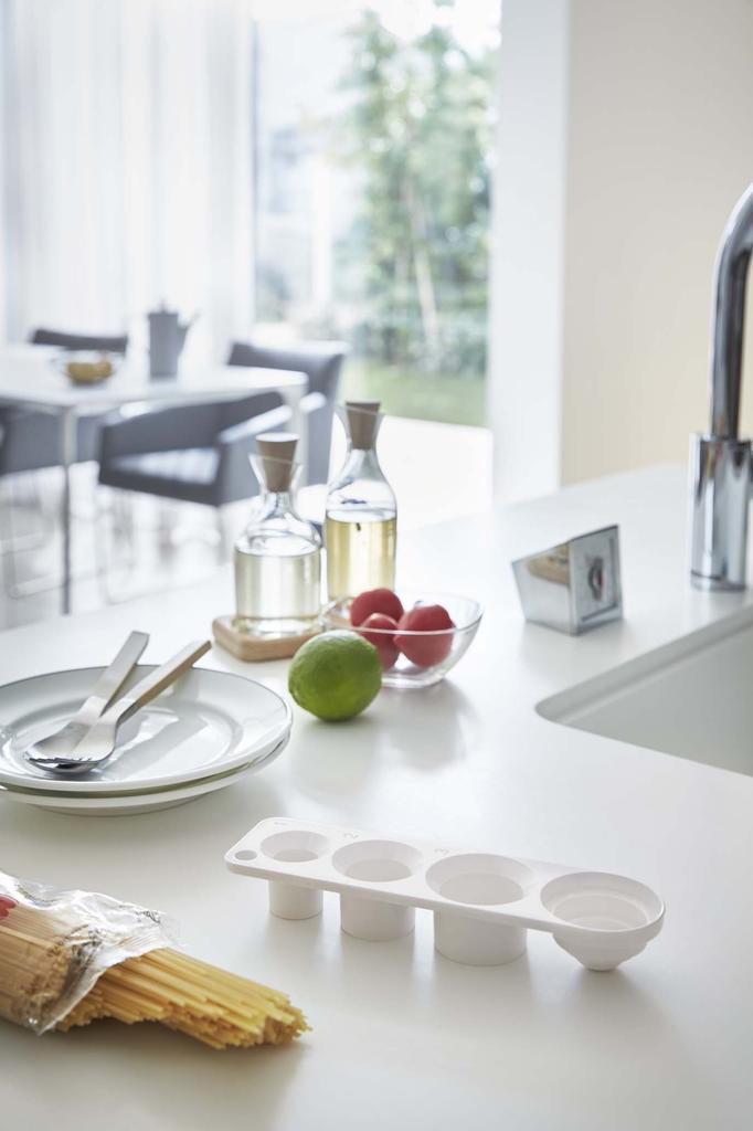 Yamazaki Jitsugyo Pasta Measure Easy Measuring Pasta Measure Measuring Spoon Aqua White 3403 &