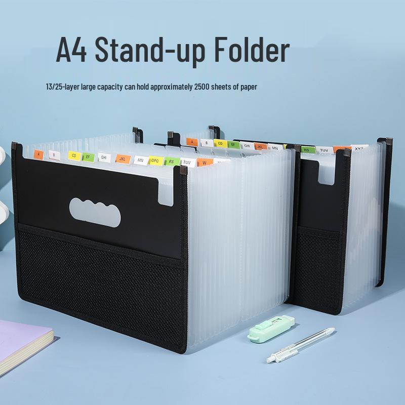Desktop Stand-up Accordion Folder with 13/25 Pockets - Student Exam Paper Organizer