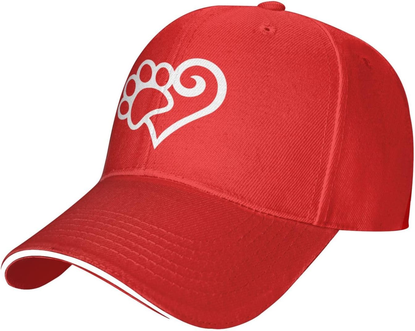 

Paw Print Heart Graphic Baseball Cap Polyester Casual Sun Protection Adjustable Hat One Size
