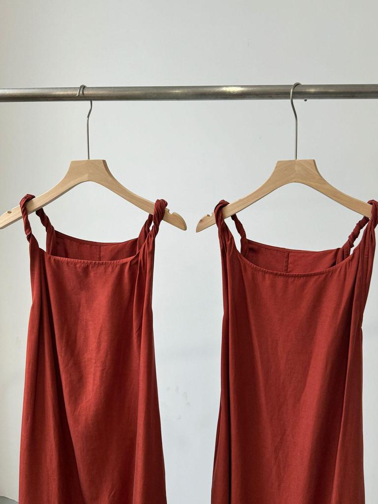 2024 Summer Slimming Natural Hemp A-line Dress with Knot Straps