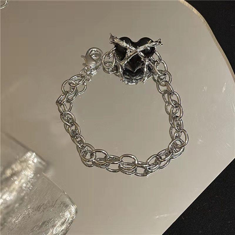 Kpop Heart Chain Choker Necklace for Women Collar Goth Necklaces Aesthetic Jewellery Party Chocker