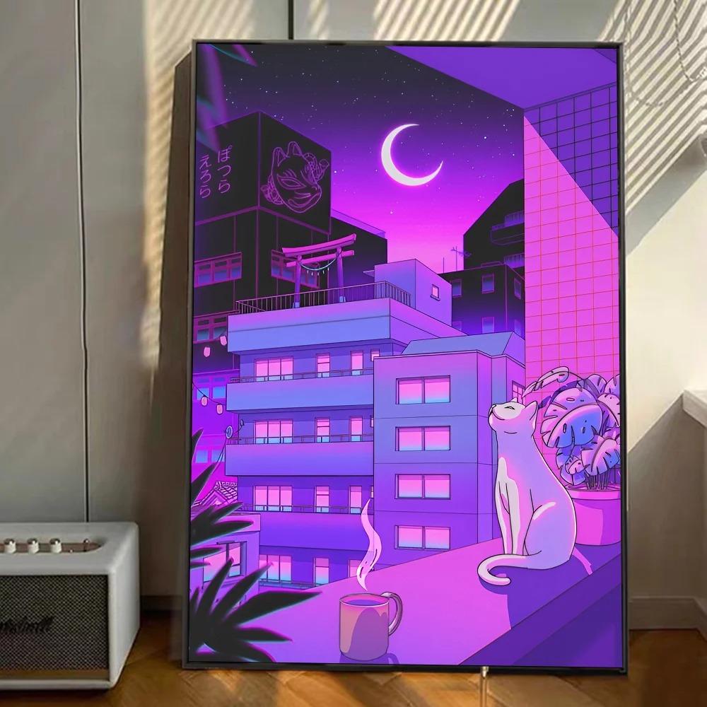 Sonnenuntergang Spaziergang IN DER STADT Poster Gute Qualität Drucke Und Poster Vintage Zimmer Leinwandgemälde Heim Bar Café Dekor Ästhetische Kunst