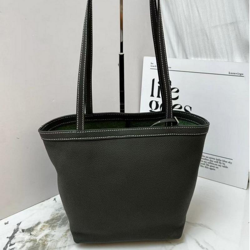 

2026 New Leather Women s Bag First Layer Cowhide Velvet Suede PARK Tote Bag Bucket Bag Casual Versatile 20*21*13CM оливковий колір