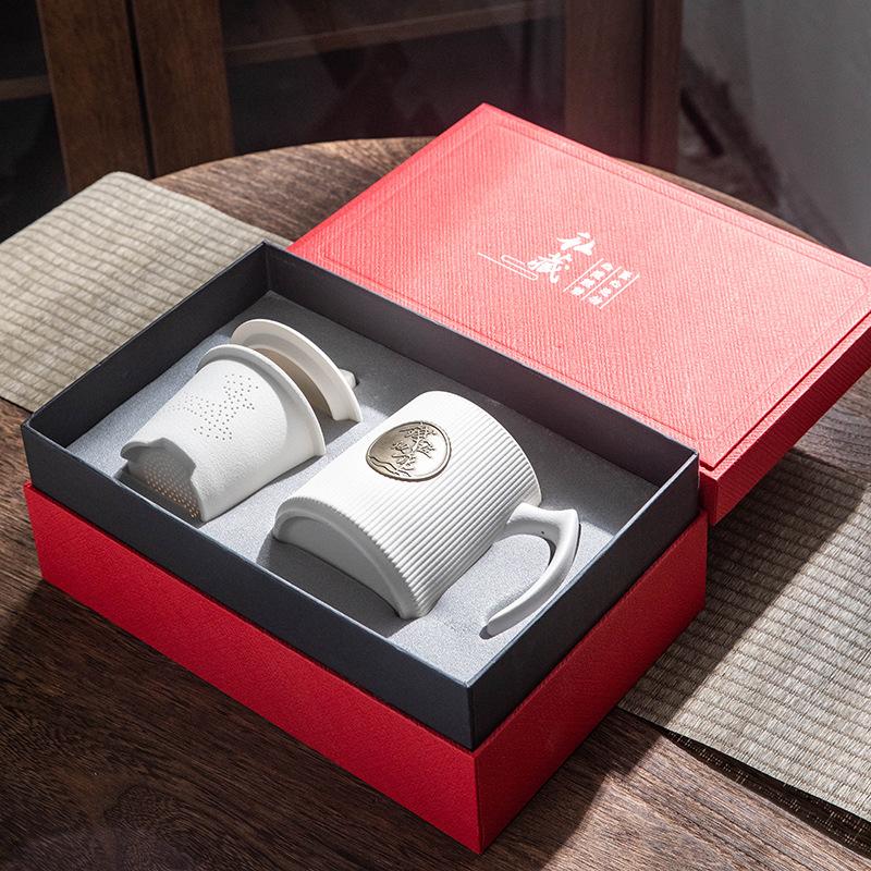 Ceramic Teacup Personal Office With Lid Filter Tea Separation Household Cup Can Be Printed