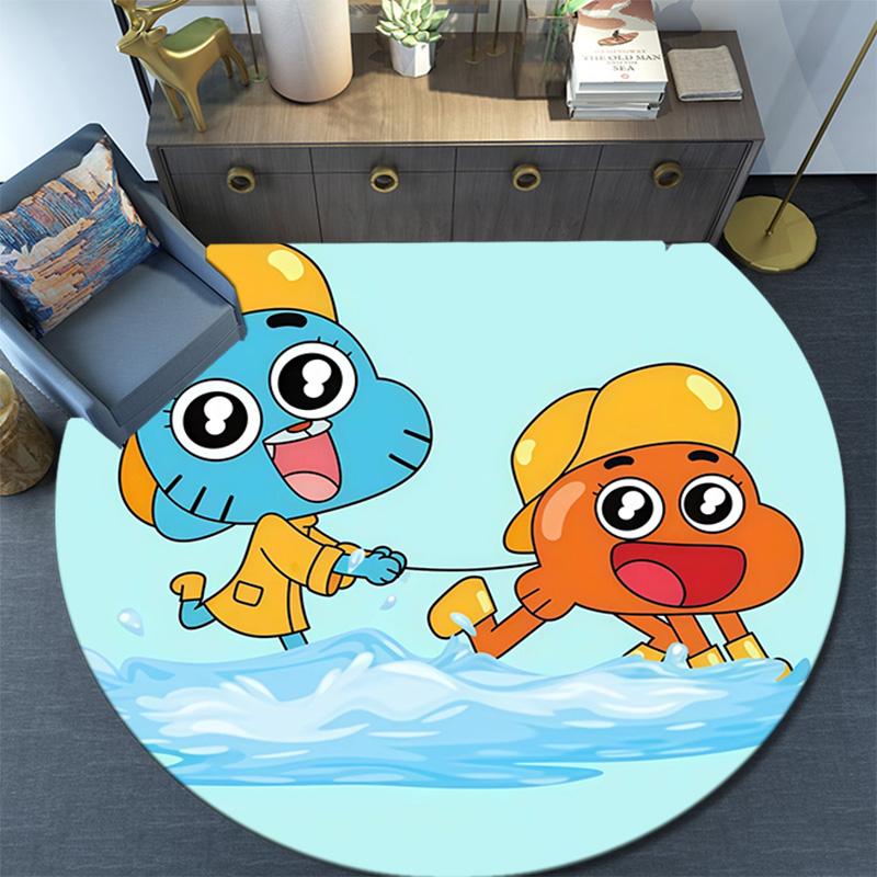 The Amazing World of Gumball2 Round Area Rug,Carpet Rug for Living Room Bedroom Sofa Playroom Decor,Non-slip Floor Mat