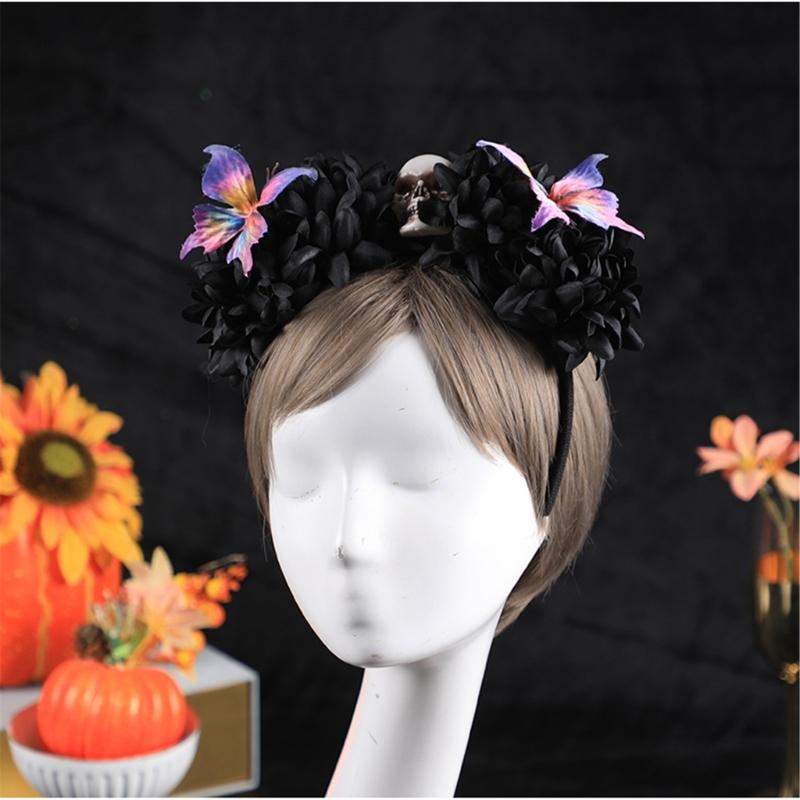 Plastic Skull Headbands For Halloween Parties Gothic Costume Accessory Portable Hair Decors