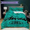 Gradient Neon City Logo 3Pcs Bedding Set, Rainbow Street Sign Duvet Cover & 2 Pillowcases