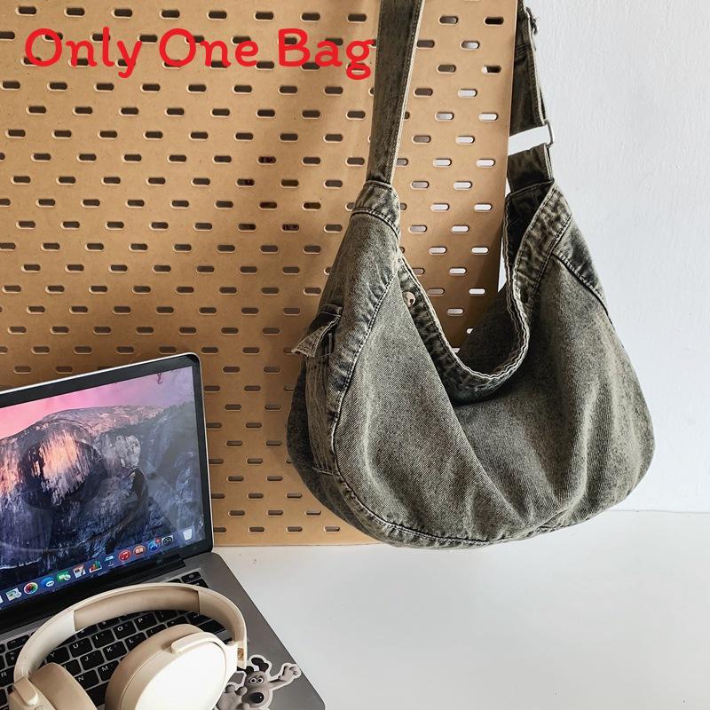 Denim Canvas Bag For Women Casual Daily Commuting With Zipper Closure And Phone Pocket