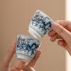 Gold and Silver Inlaid Blue and White Dragon Pattern Tea Cup Master Cup High-end Ceramic Small Teacup