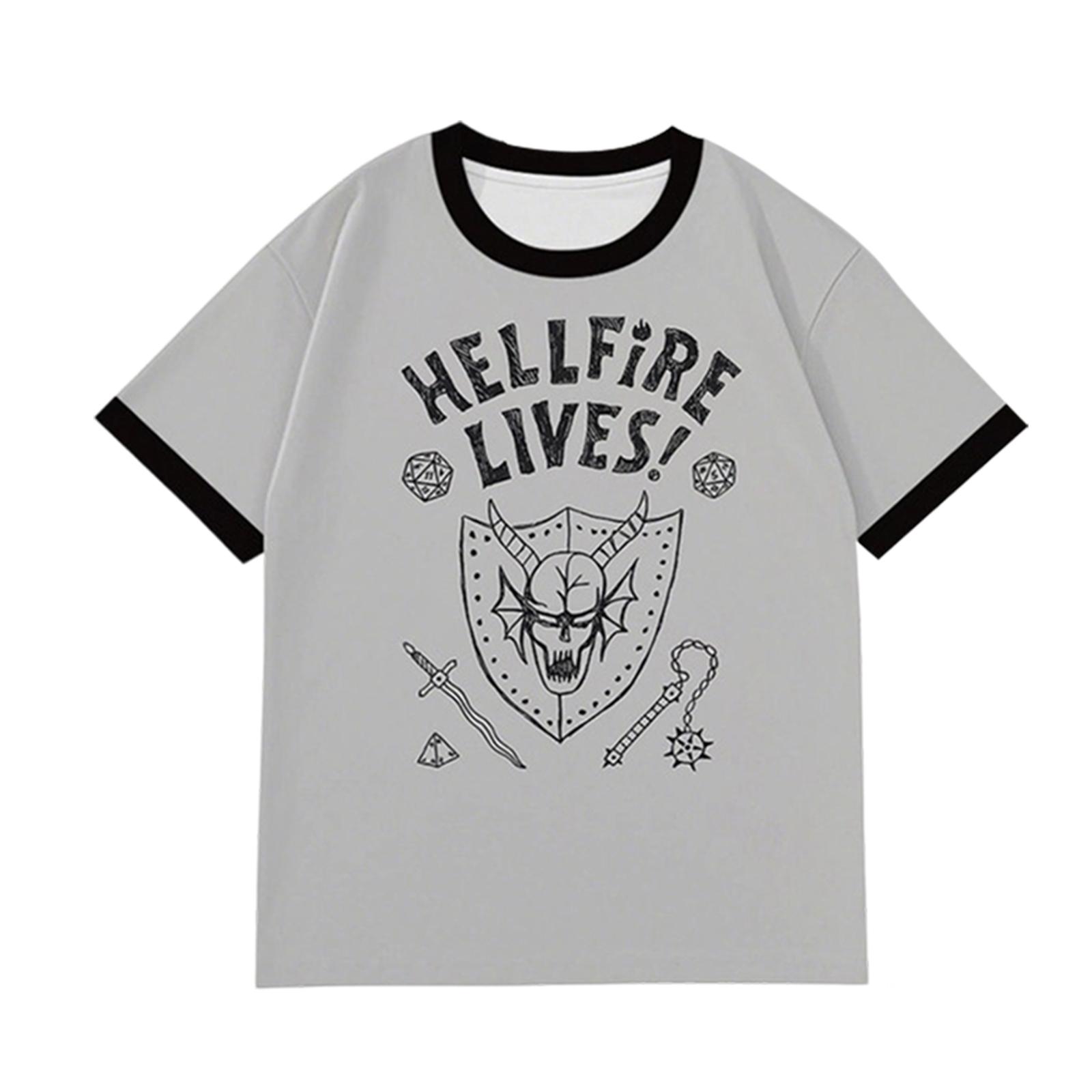 Adult Round Neck Casual Printed Short-sleeved T-shirt Top L