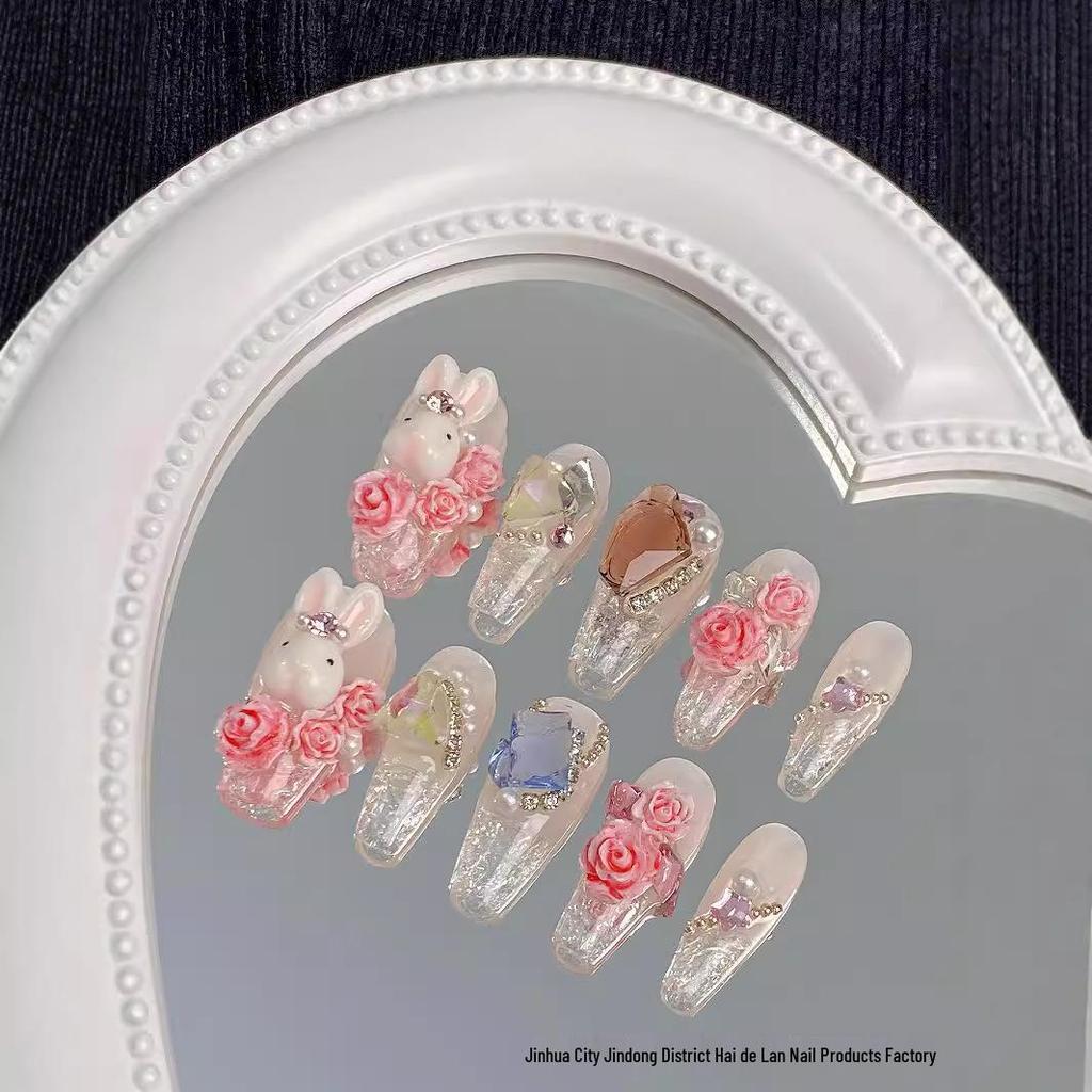 Camellia Bling Glazed Wearable Transparent Nail Art Patches