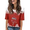 Women's Everyday Casual Mid-Sleeve Mid-Neckline Christmas Print Top