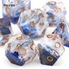 7 Pcs Blue Golden Number Sharp Edge Resin Dice Polyhedral Dice Suitable For Role-Playing Dice PropBoard Game