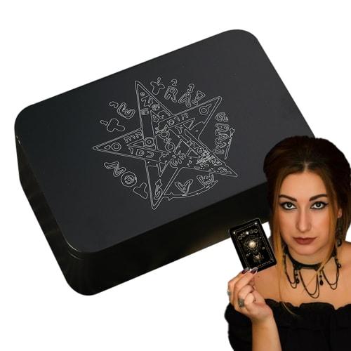 Tarot Card Holder, Tarot Card Box, Card Storage Box - Convenient Tarot Card Storage Box, Board Game Card Box, Portable Tarot Organizer Storage Case Ho